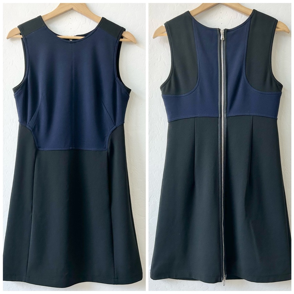 KF KaufmanFranco Collective Colorblock A-Line Dress, Black Blue, Size 6 Like New